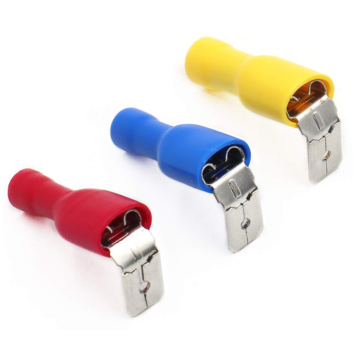 1/4 inch Piggyback Spade Crimp Terminal Connector 22-10 AWG 100 Pack