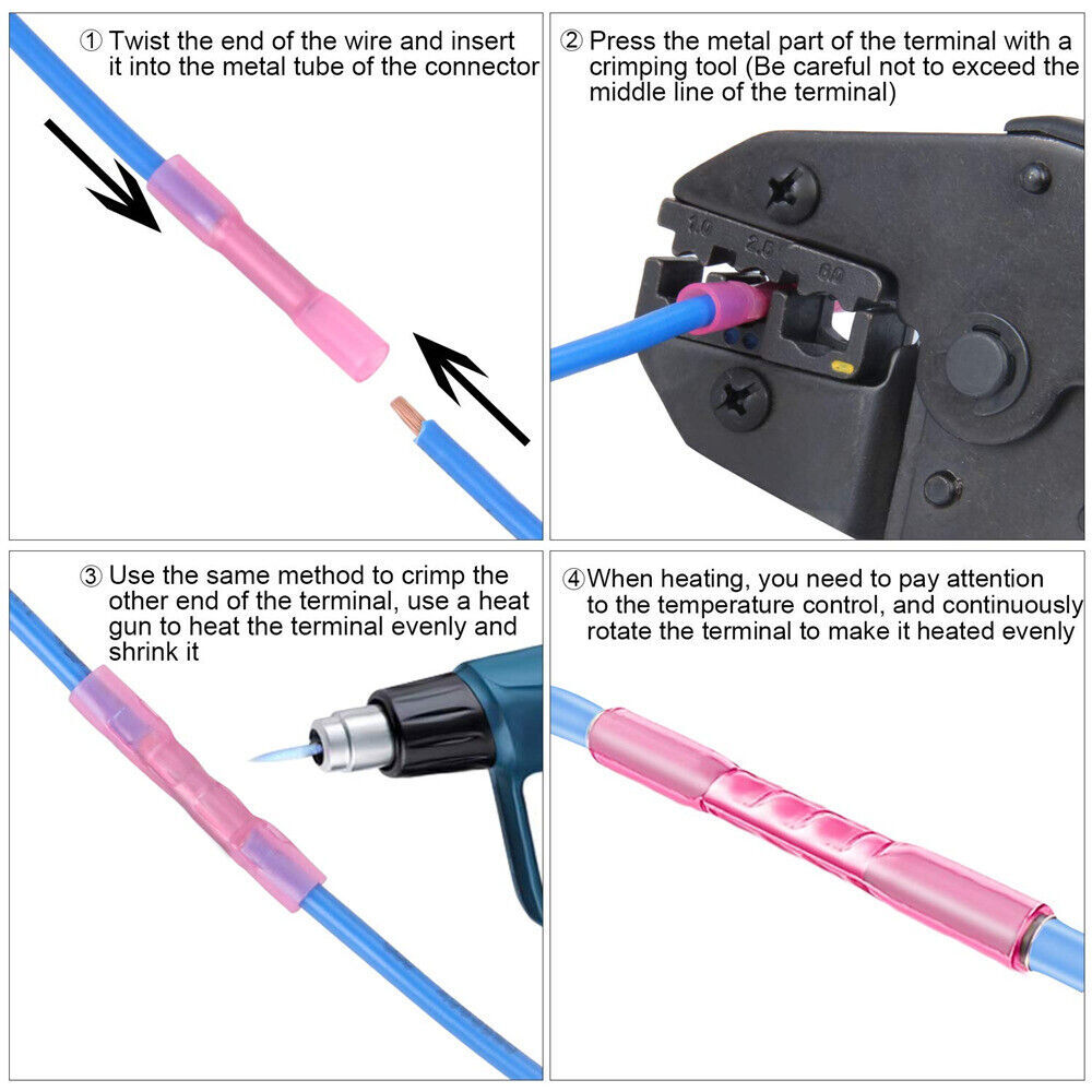 50/100Pcs Waterproof 26-10AWG Heat Shrink Butt Connectors Wire Crimp Terminals