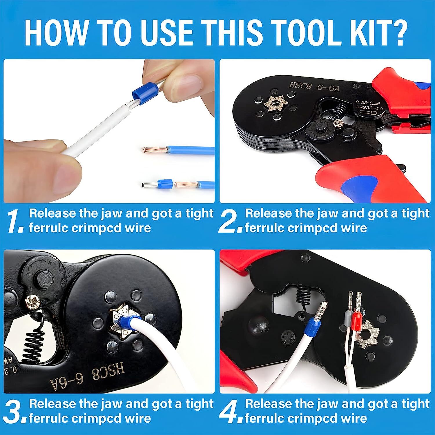 1200pcs Cable Wire Electrical Terminals Ferrule Crimper Plier Crimping Tool Kit