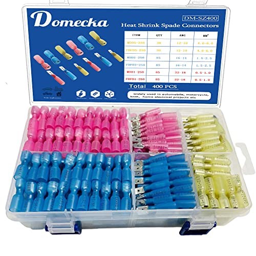 400pcs Heat Shrink Spade Connectors Electrical Spade Terminal Wire Connectors