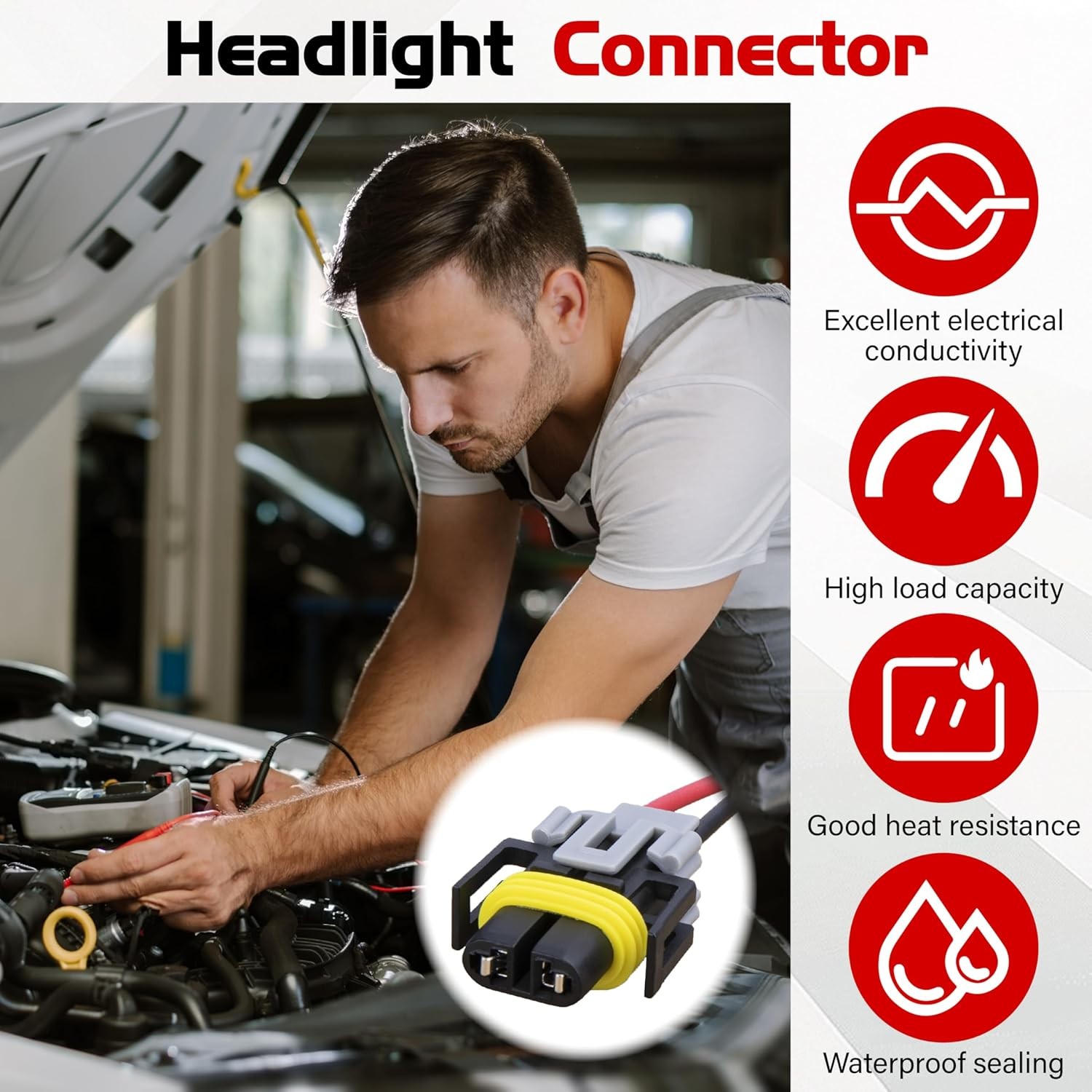 H11 Wiring Harness Socket Adapter Fog Light Wire Connector Female Plug 2PCS