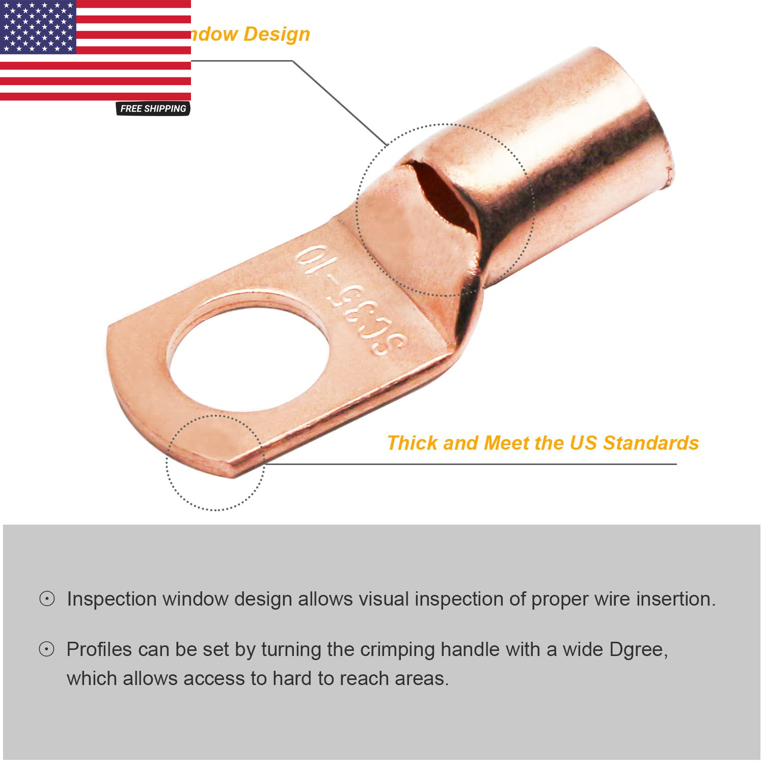 100Pcs Copper Wire Lugs AWG 6 8 10 12 with Heat Shrink Set, 50Pcs Battery Cable