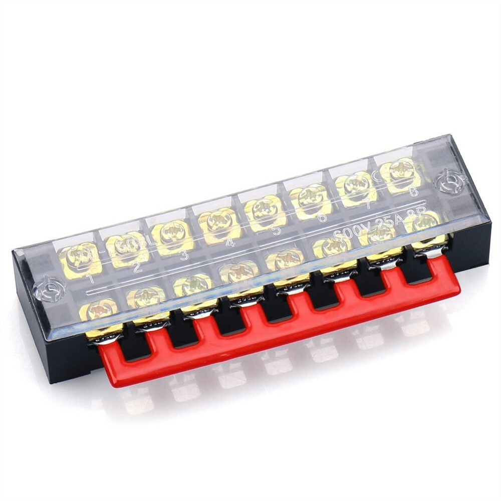1 Set Dual Row 8 Position Screws Terminal Block 600V 15A Electric Barrier Strip