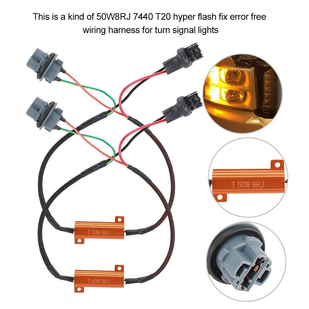 Car Resistor Wiring Harness Part, 7440 T20 50W8RJ Hyper Flash Fix Error Wirin…