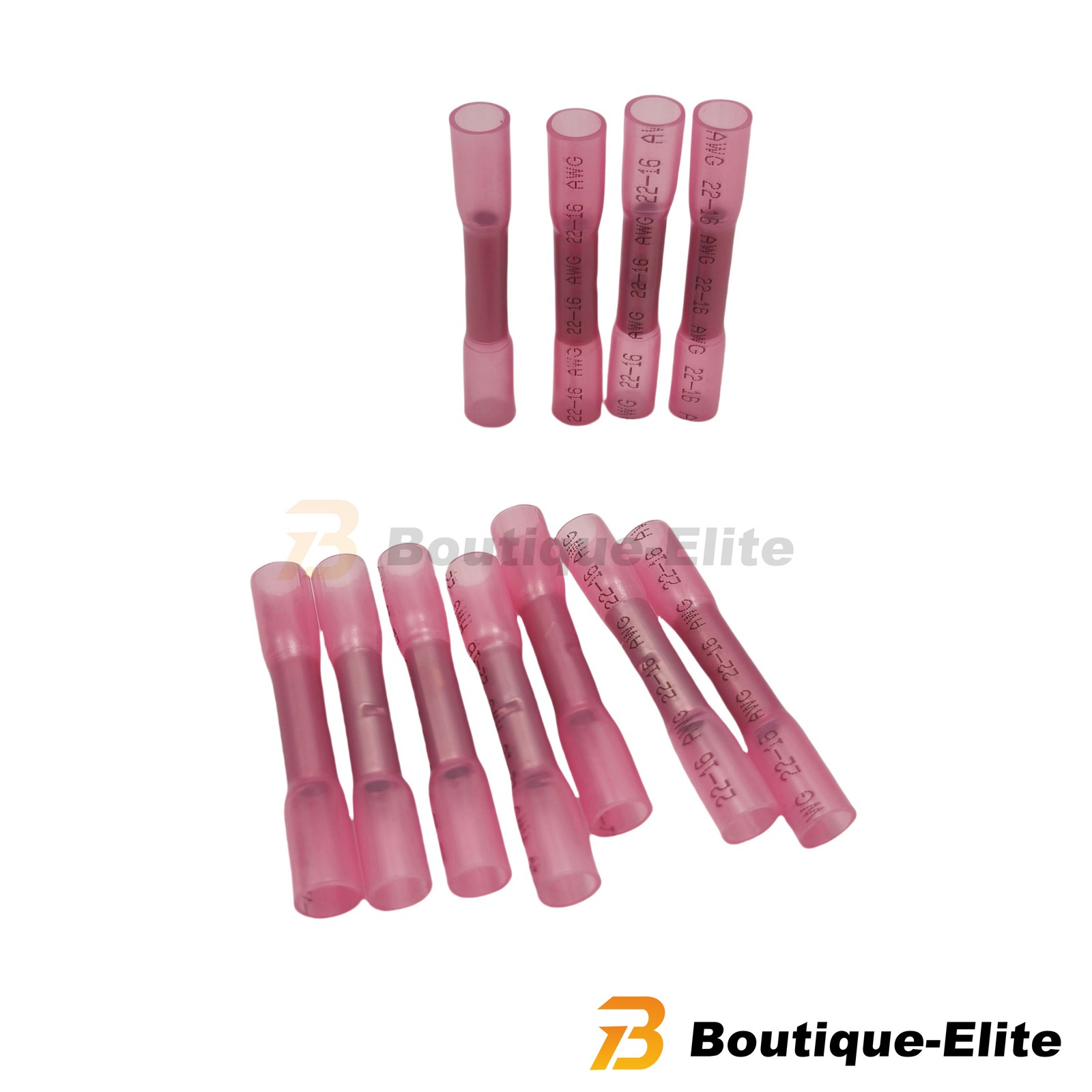 100PCS Heat Shrink Waterproof Wire Connectors For 22-16 AWG Butt Seal Terminals