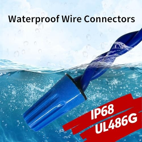 Waterproof Wire Connectors Nuts 100 pcs Landscape Lighting Blue_Black_100