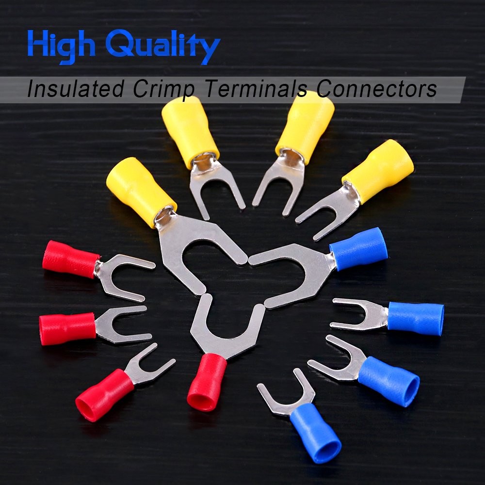 240Pcs 22-16/16-14/12-10 Gauge Fork Spade Quick Splice Crimp Terminals Connector