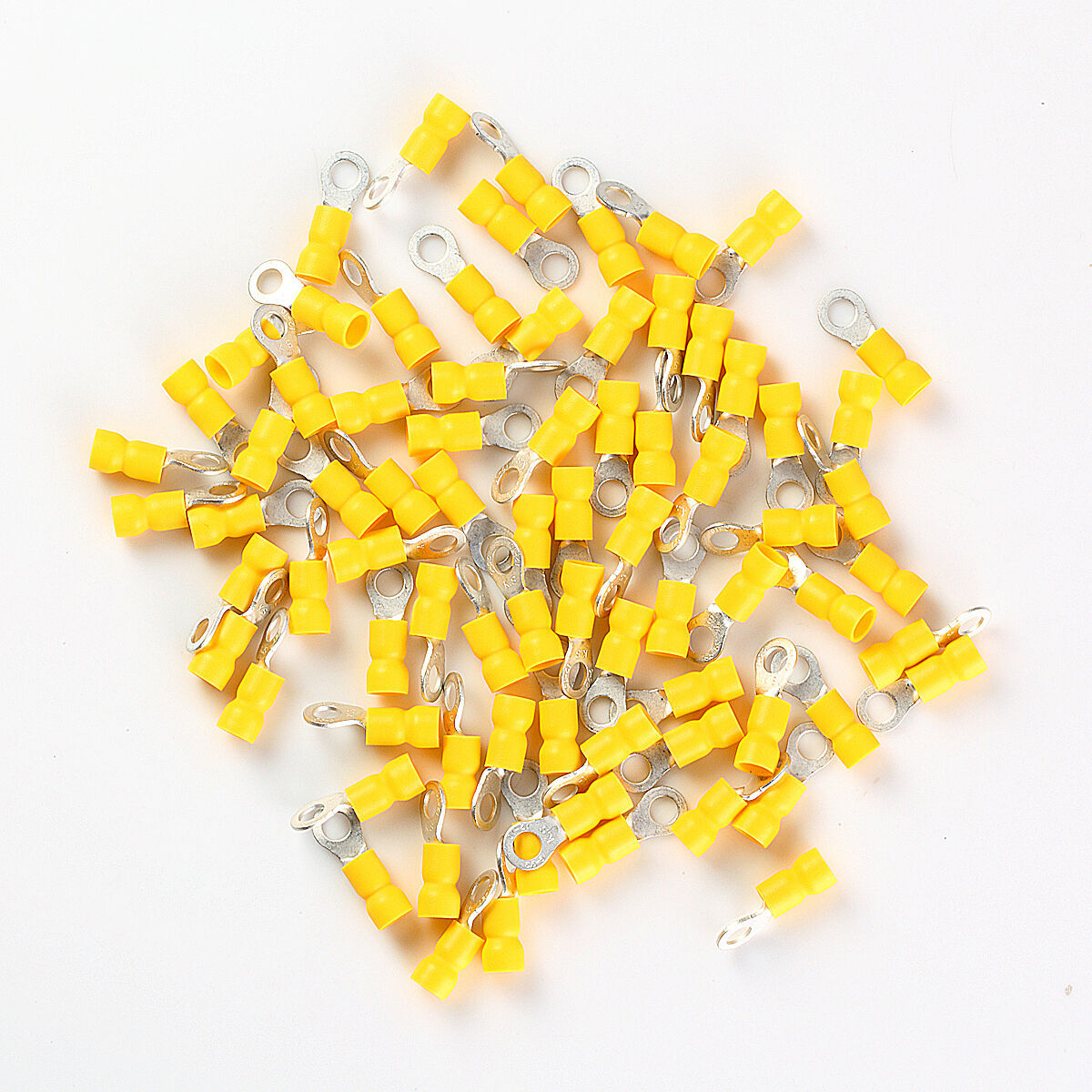 Yellow 12-10 Gauge Wire Ring Terminals Vinyl #10 Car Audio Connectors 100pcs