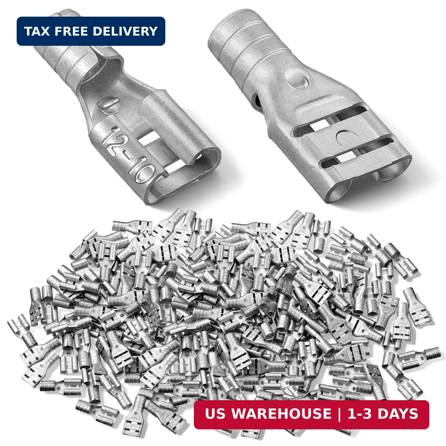 50 Pcs High Temperature Female Non Insulated Spade Connectors 12-10 Gauge Quick