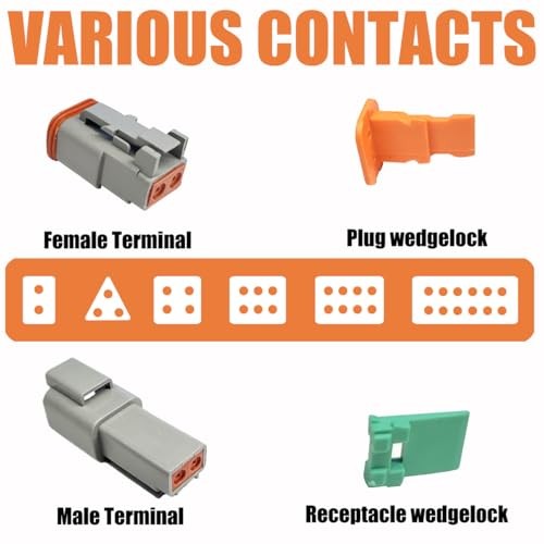 204PCS Deutsch Connector Kit, DT 2 3 4 6 8 12 Pin Connectors, IP67 Waterproof