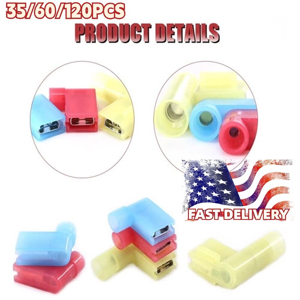 Female 10-22 AWG Spade Terminal Insulated Right Angle 90Degree Connector 35-120X