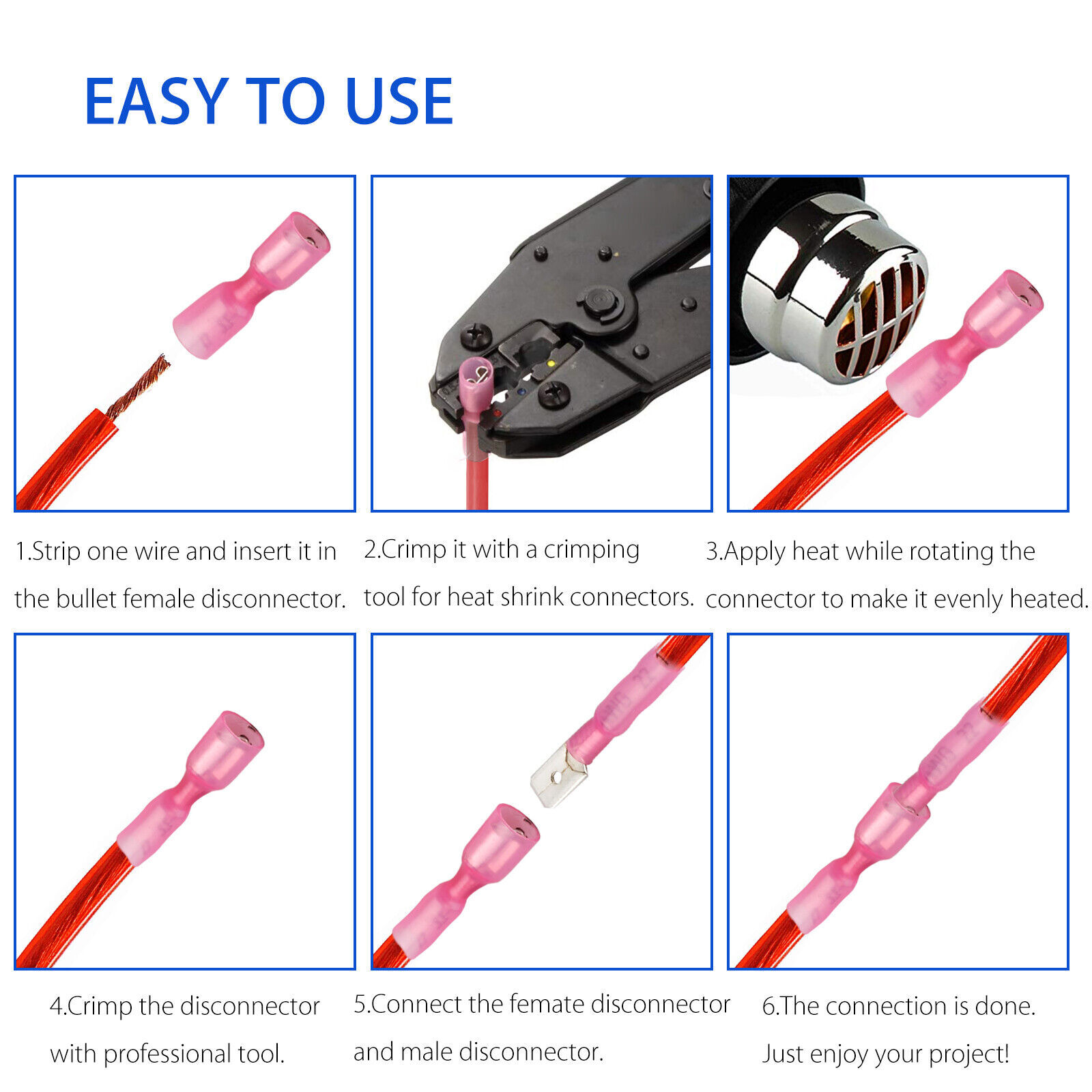 100/500PCS Electrical Heat Shrink Male & Female Spade Wire Connectors Terminals