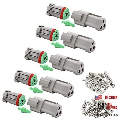 5 Kit 3 Pin Way Deutsch DT Series Connector – 16-20 AWG DT 3pin Without Wires