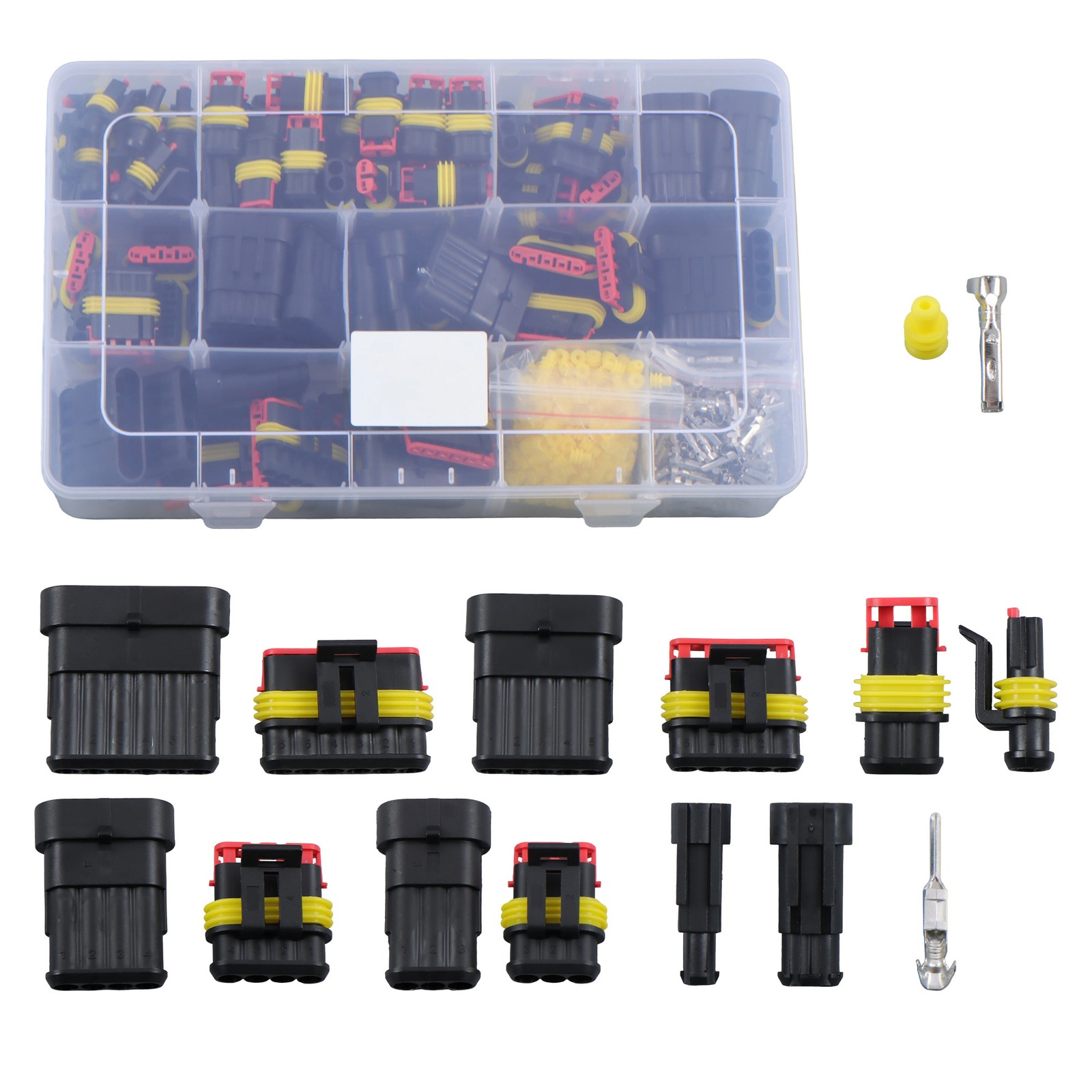 800Pcs 50 Sets Automotive Electrical Wire Connectors Plug Kit 1/2/3/4/5/6 pin