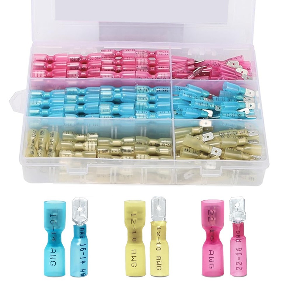 220Pcs Heat Shrink Spade Wire Connectors Waterproof Crimp Terminals Solder Sea