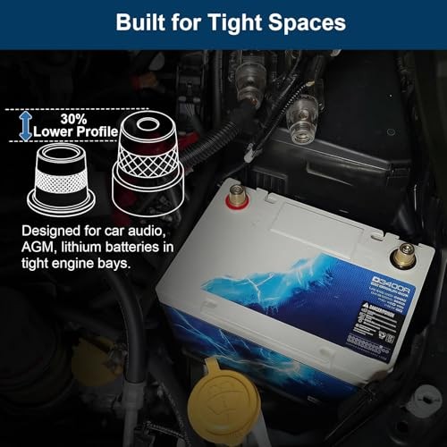 580 Short Brass Battery Terminal Post Adaptor Kit, M6 Thread, SAE Automotive
