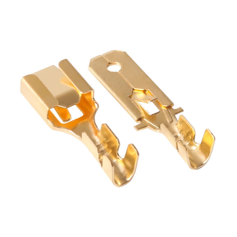 1-20 Set 6 Pin Socket Plug Male Female Brass 6.3mm Spade Terminal Wire Connector
