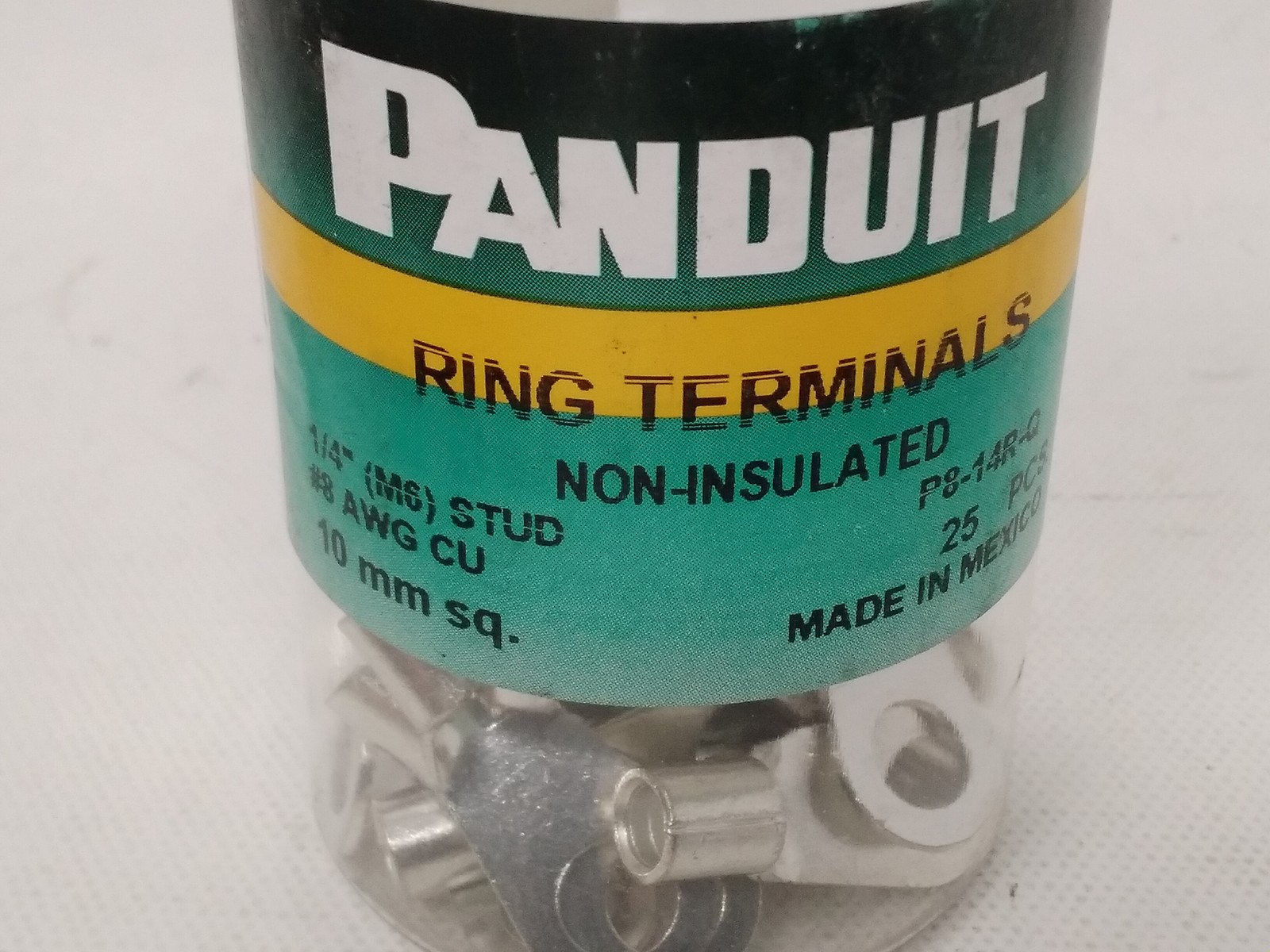 25x Panduit P8-14R-Q Ring Terminals 8 AWG 1/4″ Stud Non-Insulated Lug