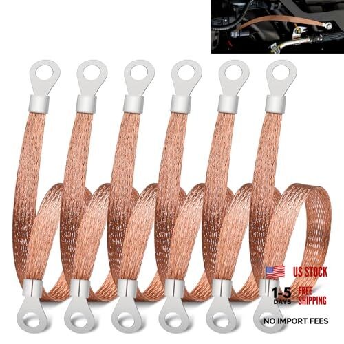 6 PCS Universal Automotive Braided Copper Ground Copper Braided 6 Pcs 12 Inch