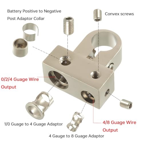 BOJACK BTO Solid Brass Positive Negative Battery Terminals with Adaptor