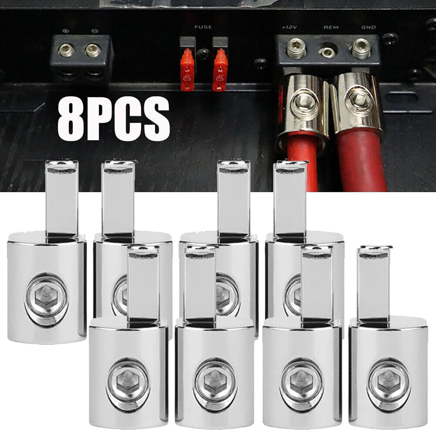 8PCS ILL Customz Offset Power and Ground 1/0 Gauge to 4 Gauge Amp Input Reducers