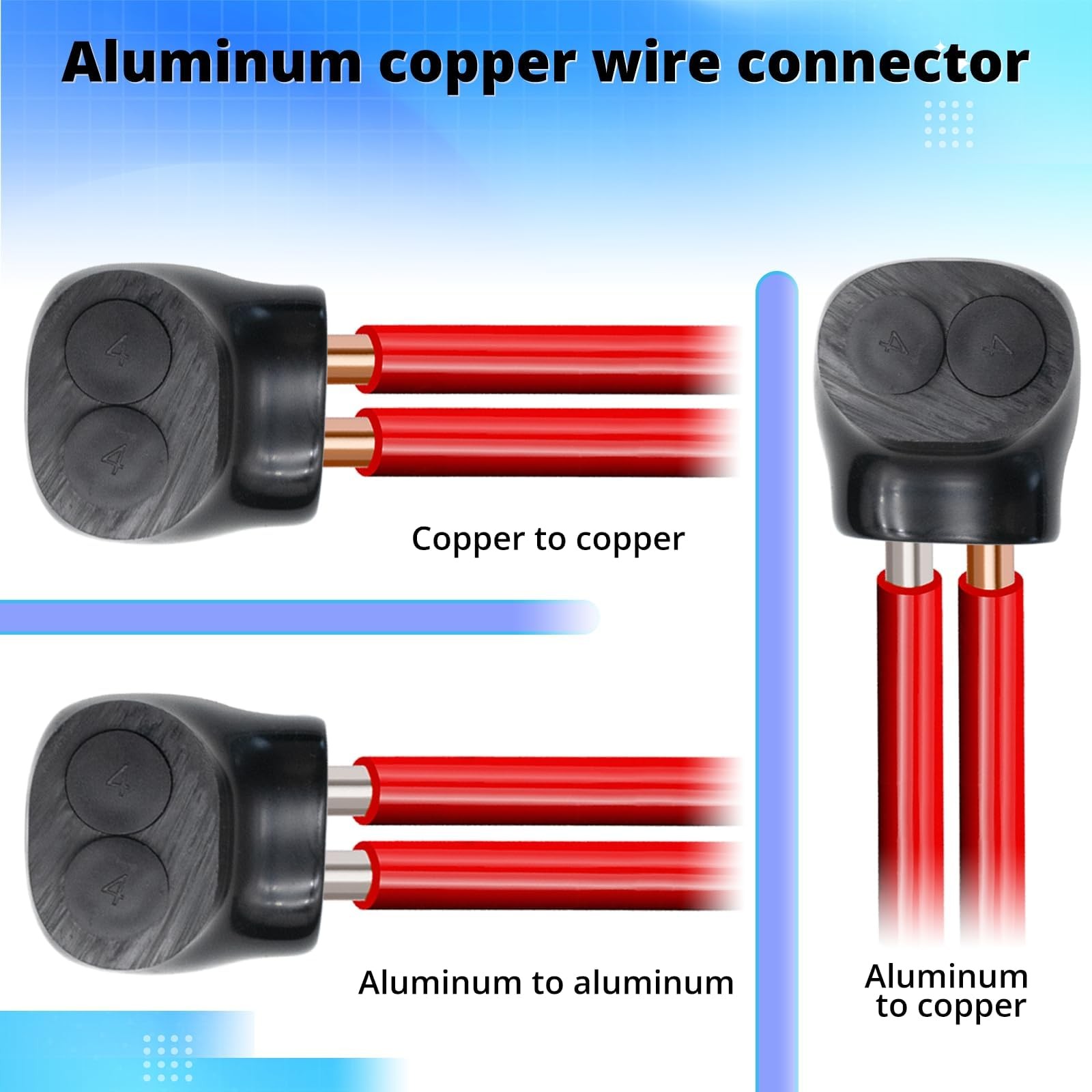 2/0-6AWG Wire Range Black Insulated in-Line Splice Connector 2 Ports 1.65”L x…