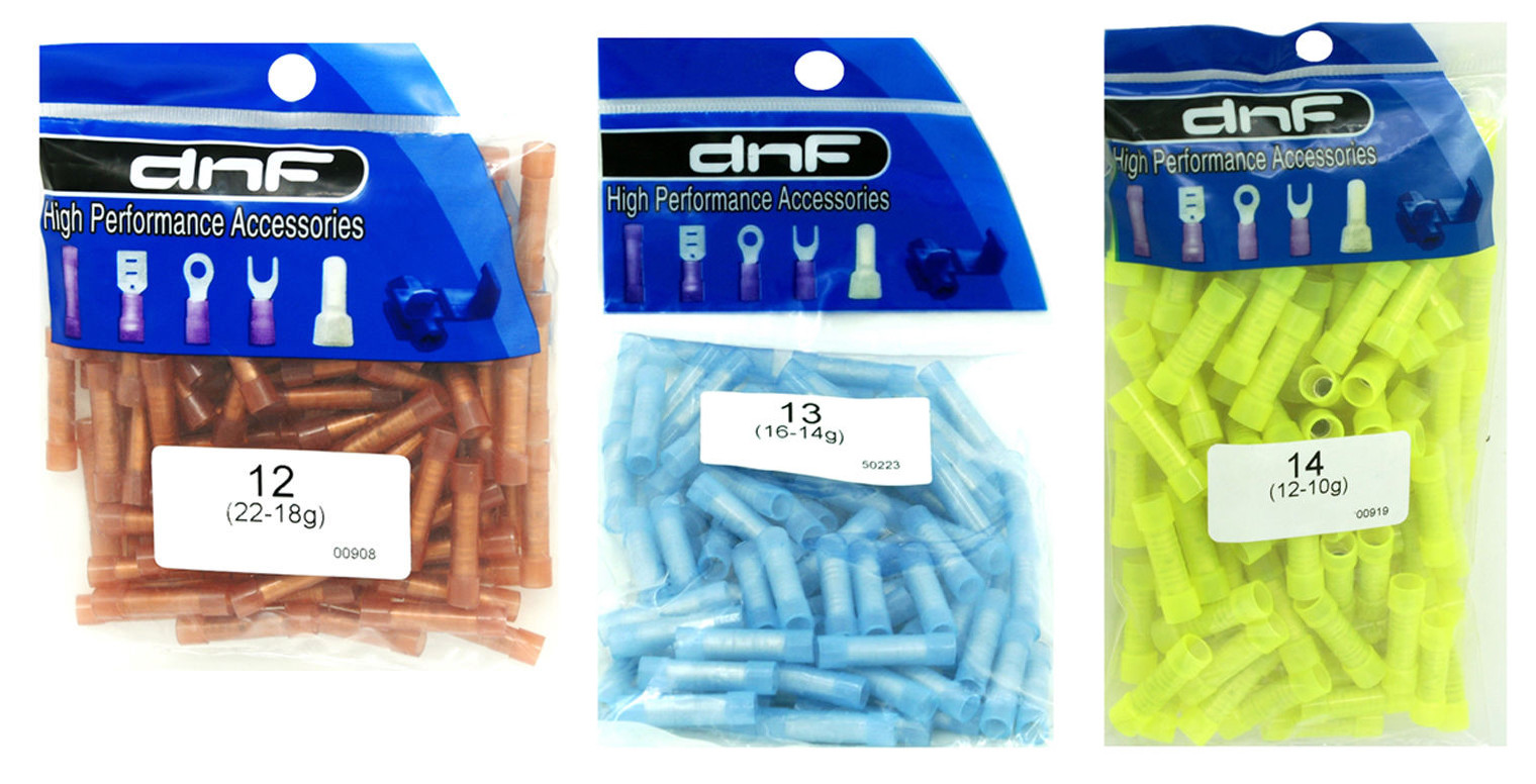 300 Wire Butt Connectors Yellow/Blue/Red Nylon 100ea Car Audio Crimp Terminals