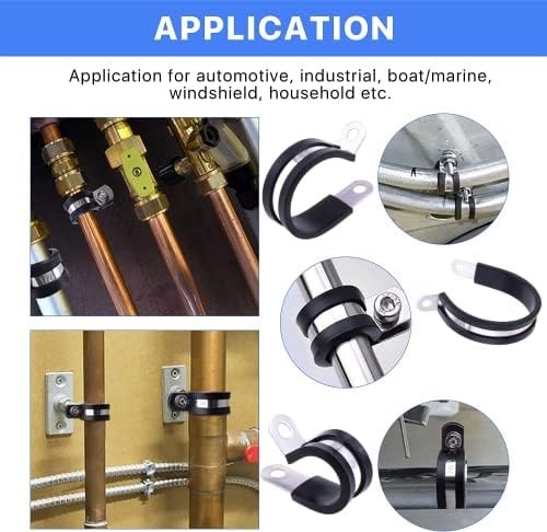 56PCS Large Stainless Steel Rubber Coated Cushioned Insulated Cable Clamps As…