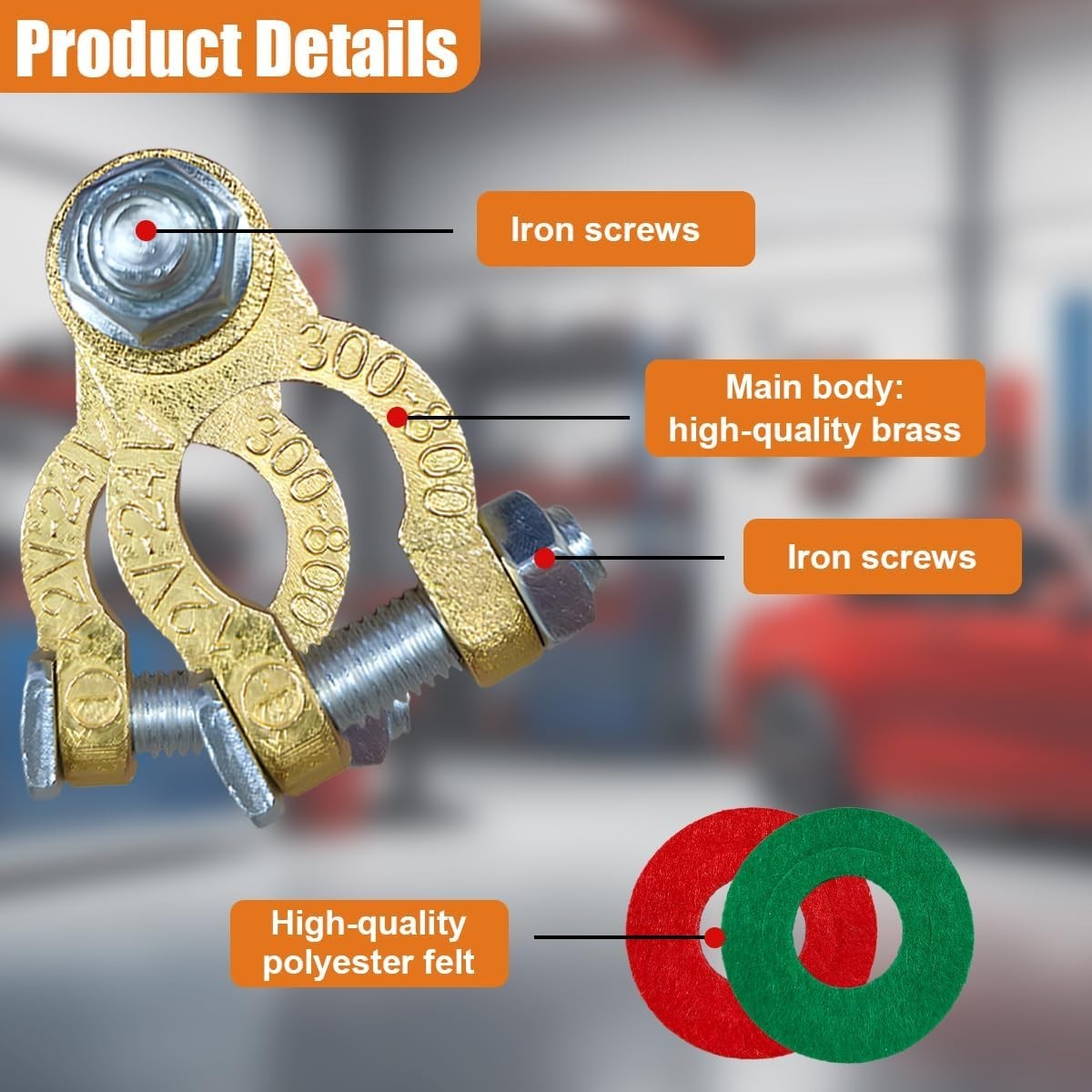 Reliable Copper Top Post Battery Terminals with Clear Polarity Markings – 2PCS