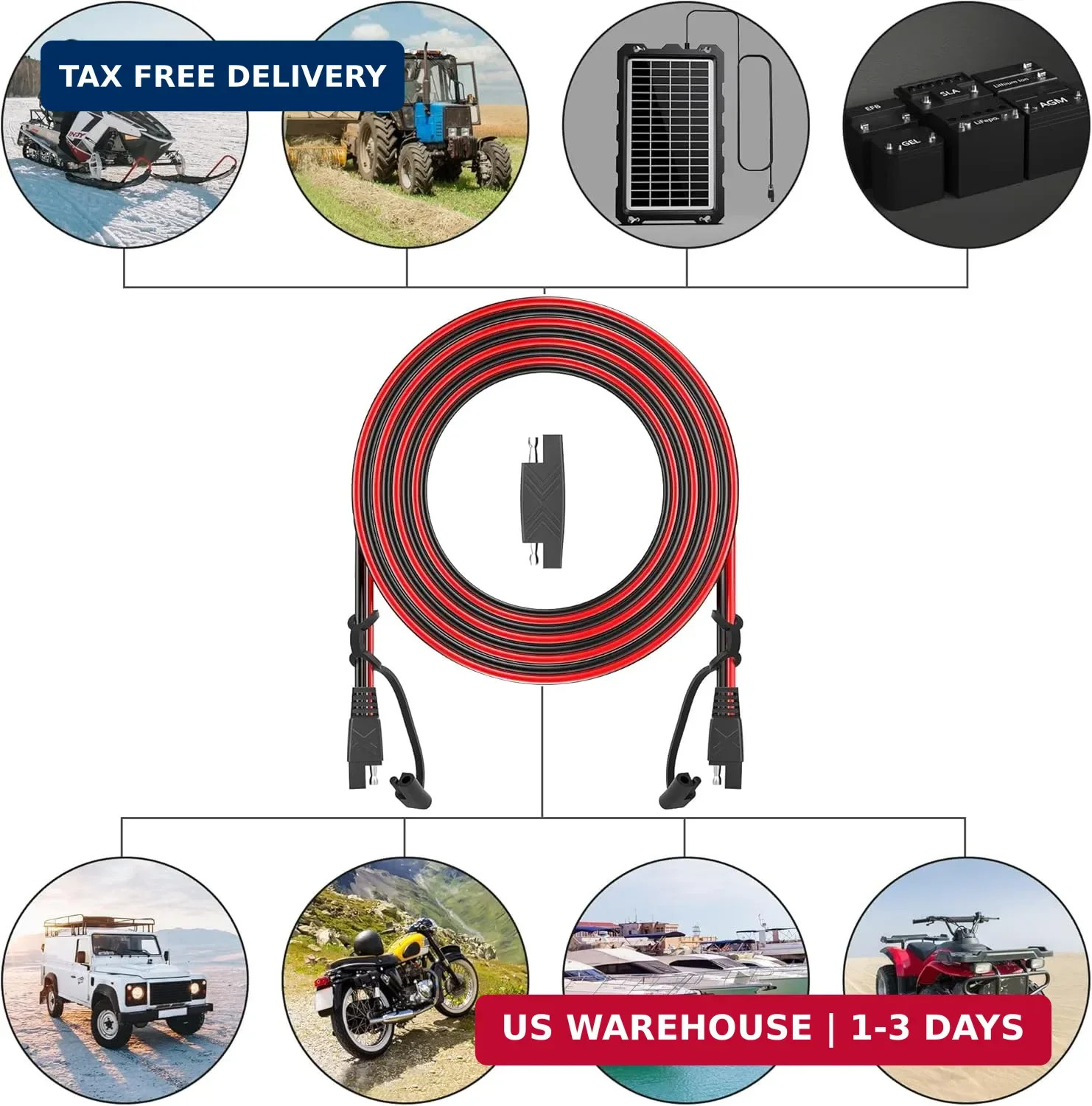 OYMSAE 12Feet SAE to SAE Extension Cable Quick Disconnect Connector 16AWG,for Au
