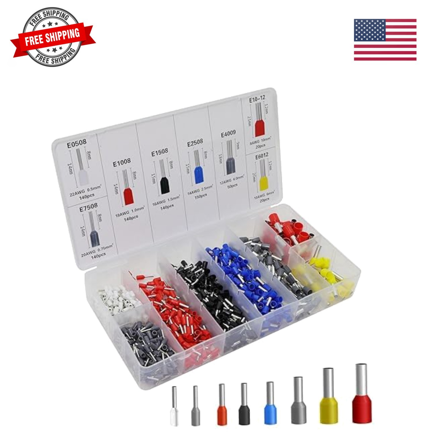 800 PCS/8 Sizes Wire Terminal ferrules kit, -8 Specification Wire Terminal co…