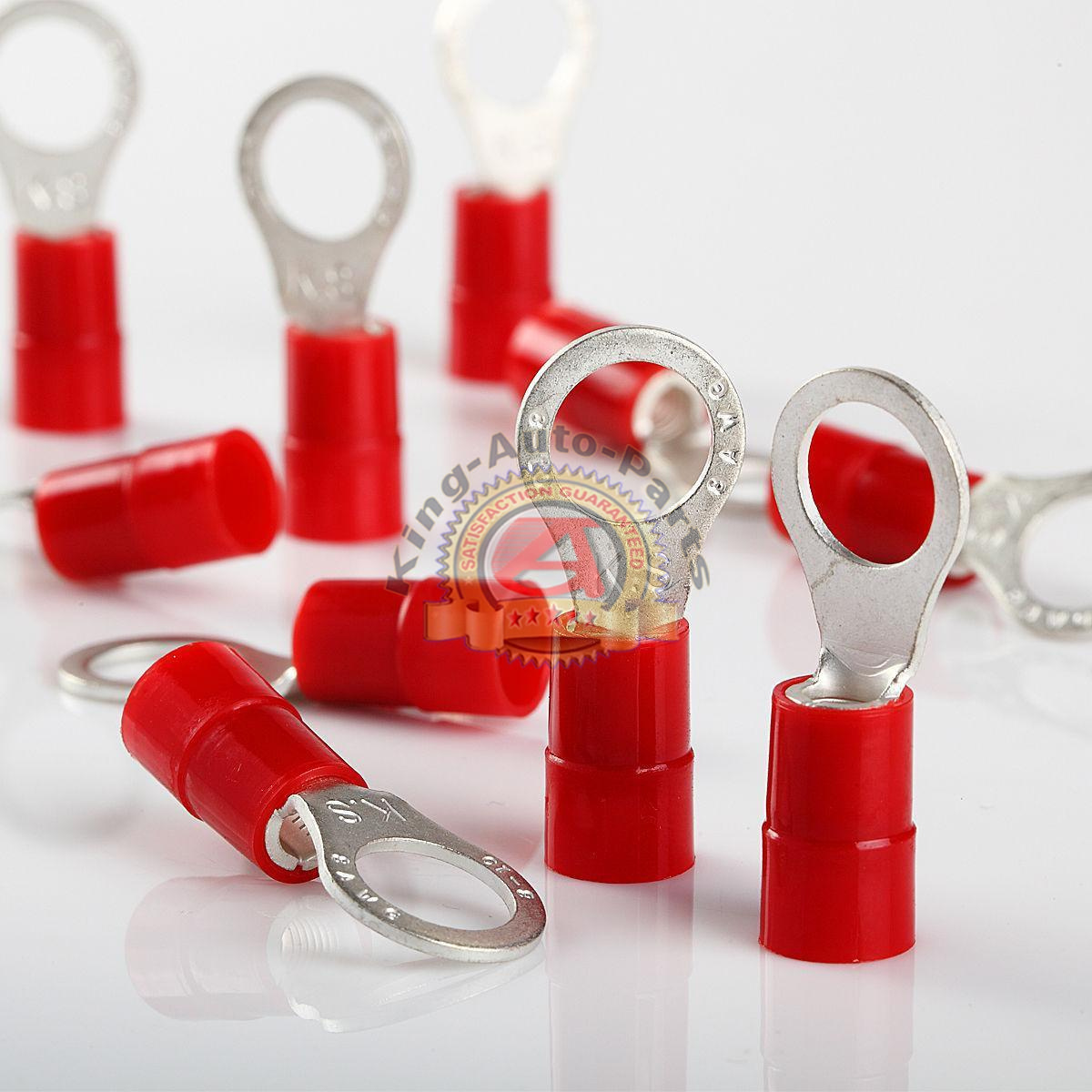 10 Pack Car Ground Wire Ring Terminals Vinyl Red 8 Gauge AWG Ga 3/8”Connectors