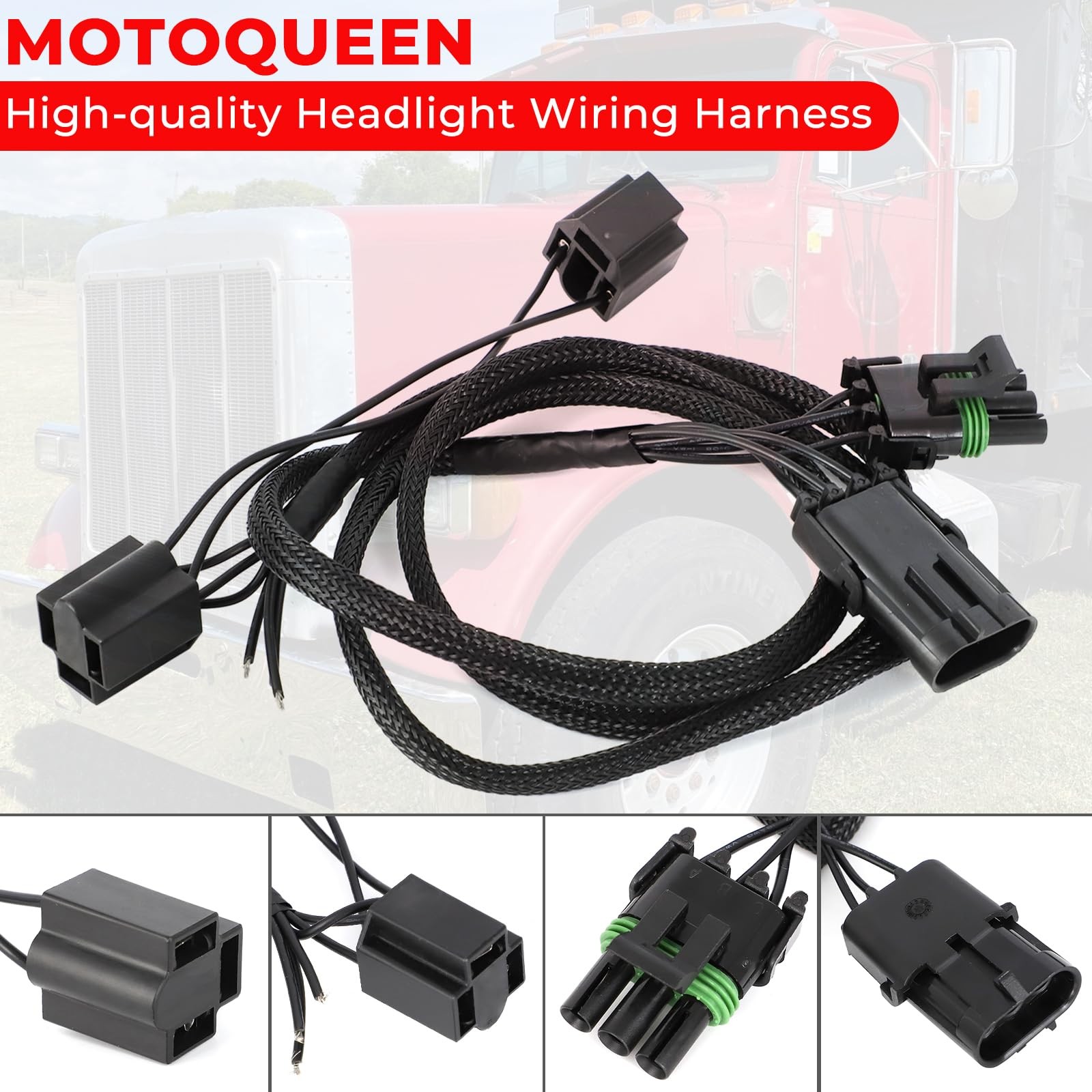 for Peterbilt 1988-2007 379 127/119 BBC 1987-2007 Accessories Headlight Wiring H