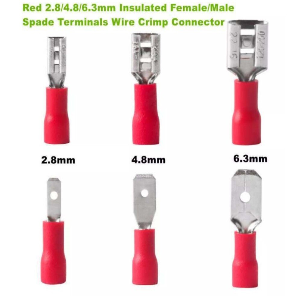 Vinyl Insulated Female Male Spade Terminals 2.8 4.8 6.3mm Wire Crimp Connectors