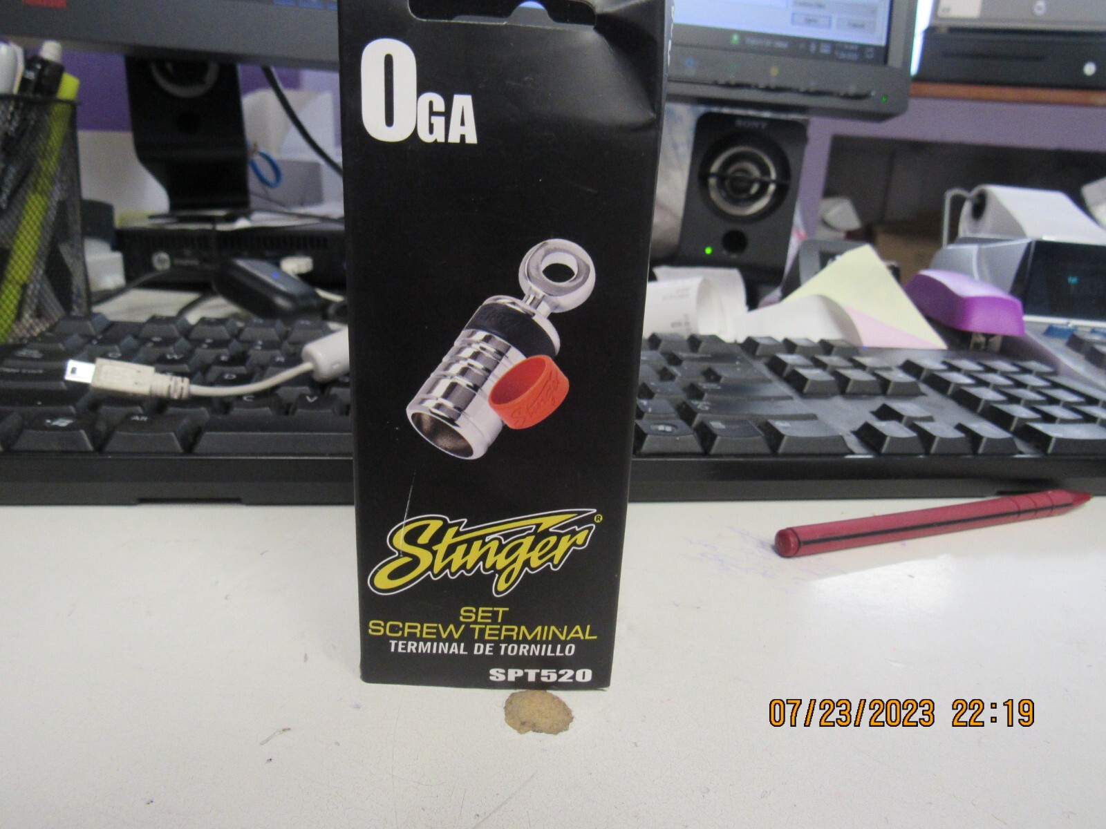 Stinger SPT520 Chrome Finish 0Ga 1/0 Ring Terminal 5/16″ W/ Red & Black Bands
