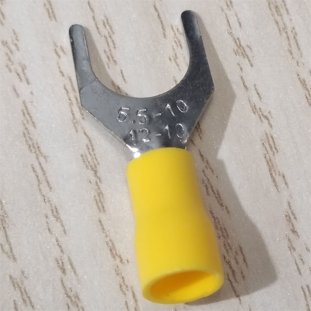 50 Pcs Pre Insulated Fork Type Terminals Connectors SV5.5-10 12-10AWG Yellow