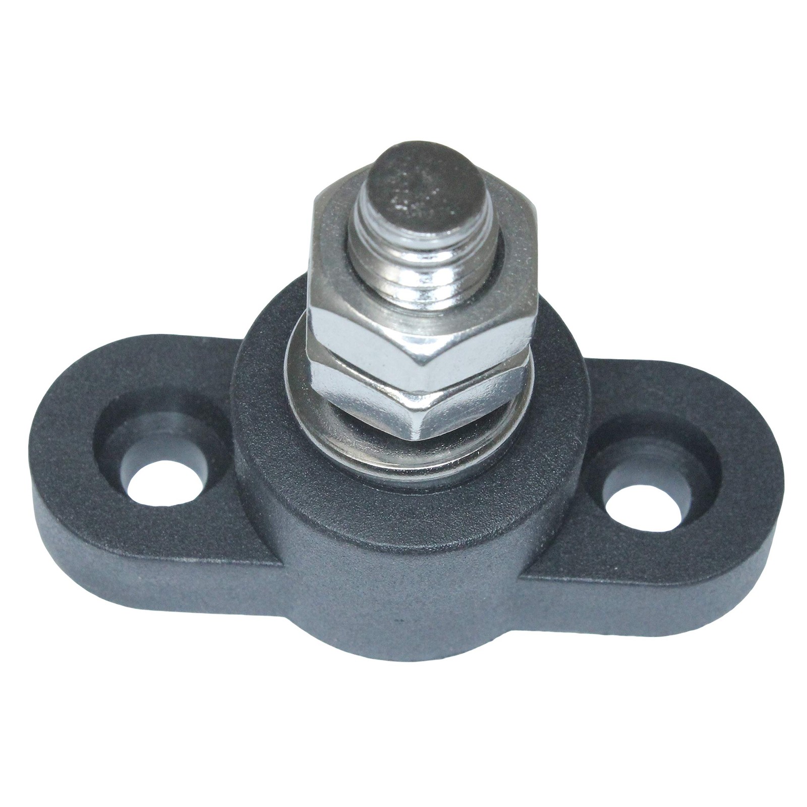 Insulated Battery Power Junction Post Block 3/8 Lug X 16 Thread (Black) Ground