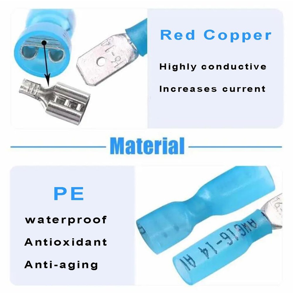 220Pcs Heat Shrink Spade Wire Connectors Waterproof Crimp Terminals Solder Sea