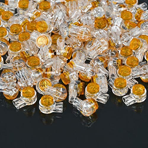 BUYGOO 200PCS Waterproof Gel-Filled Orange Clear Button Telephone K1 Connector
