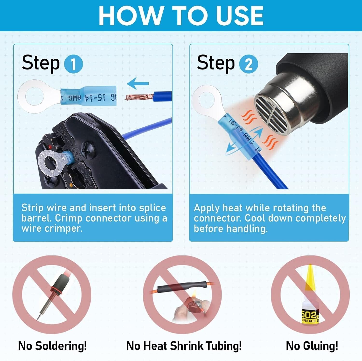 240/500 Heat Shrink Wire Connectors Electrical Crimp Marine Automotive Terminals