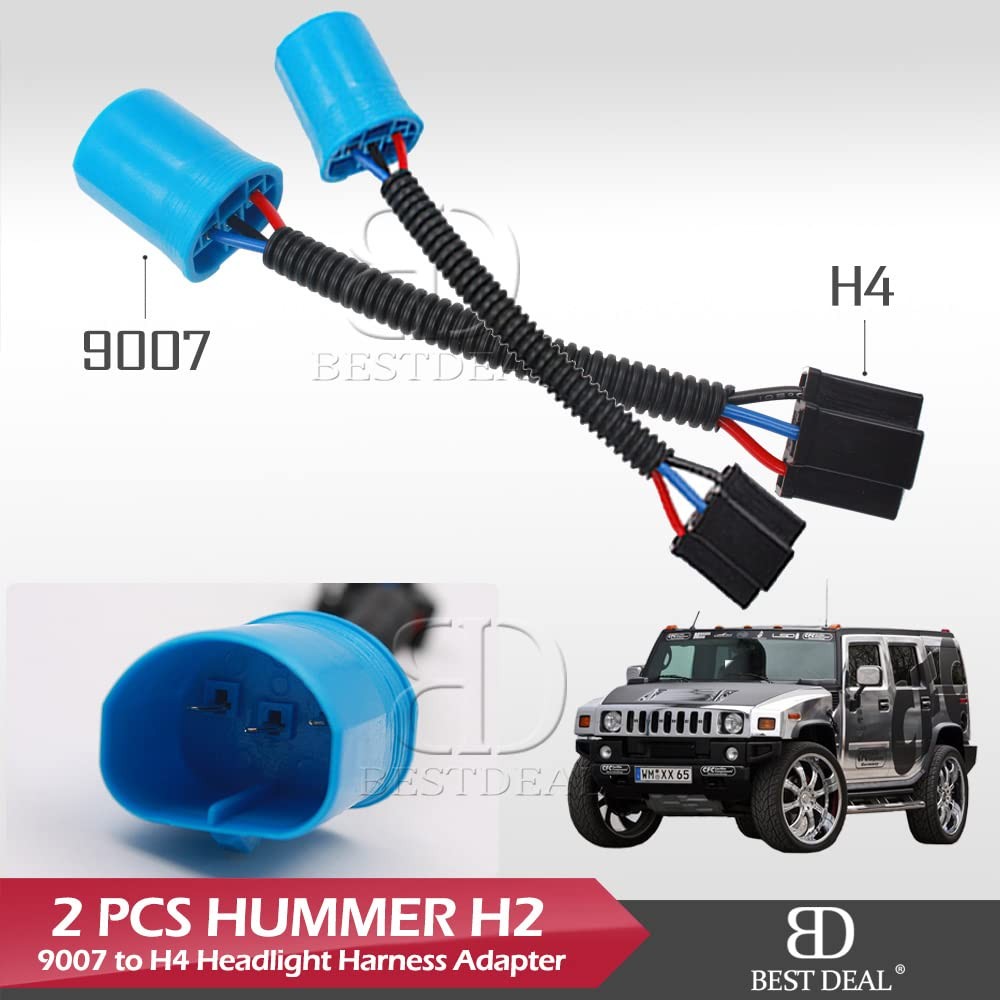 H2 Headlight Adapter – 9007 Male to H4 Female Extension Conversion Blue
