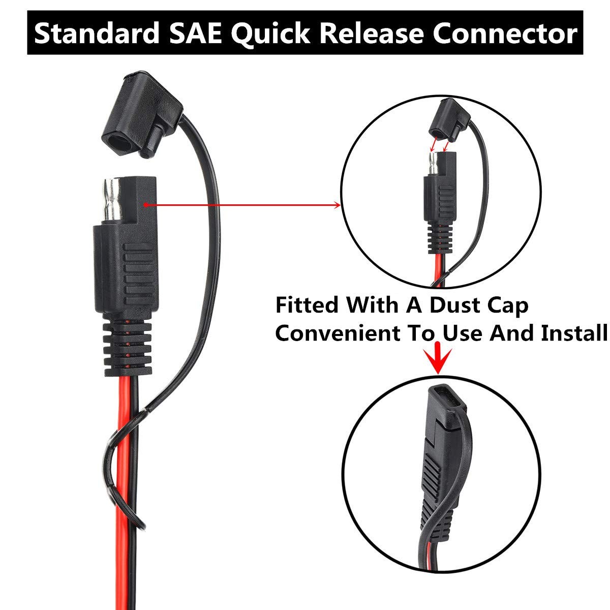 Whrsinlor 25 Foot SAE 2 Pin Quick Disconnect Harness, DC 12V Power Connector …