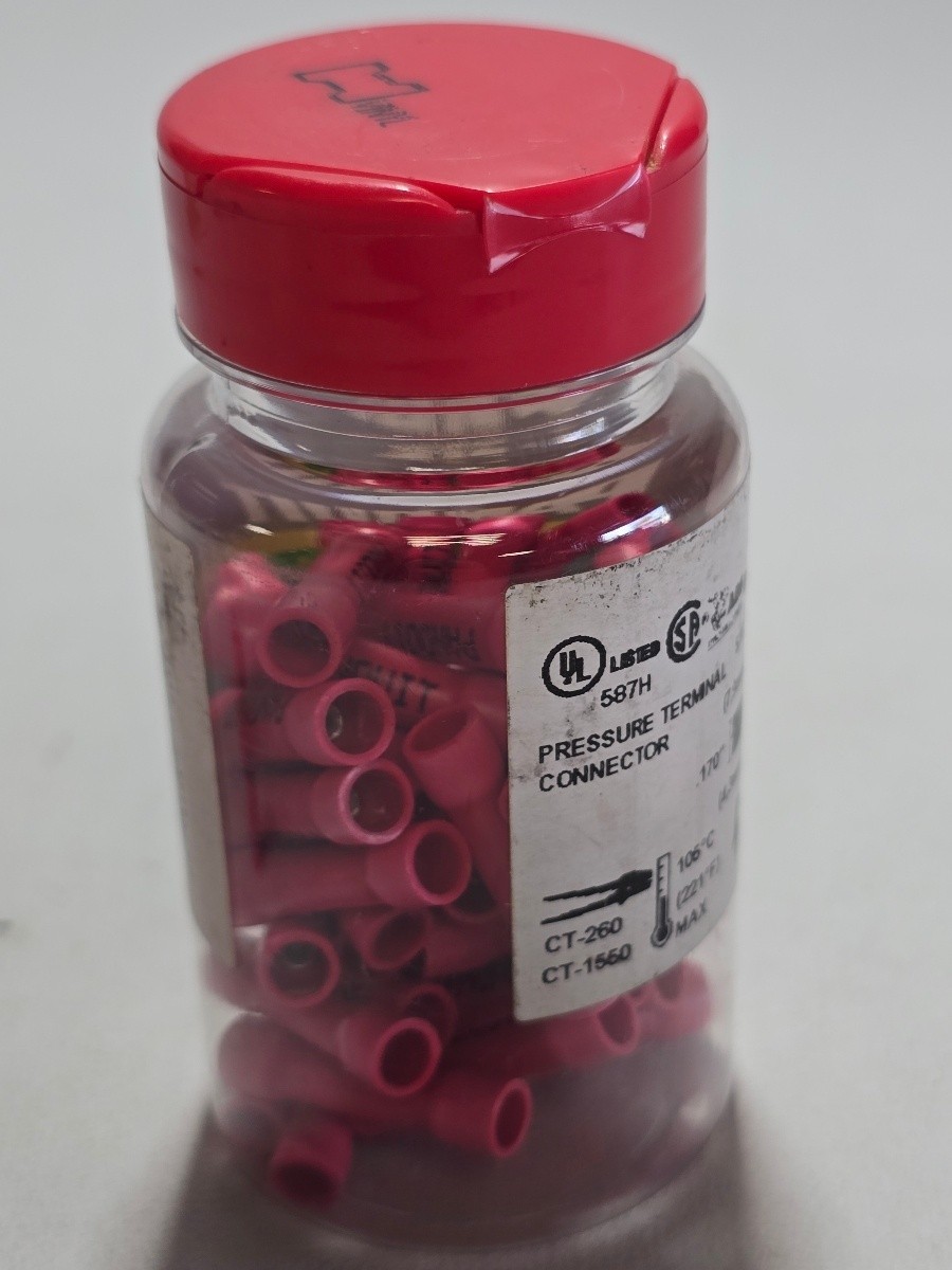 Panduit BSV18X-LY Red Vinyl Insulated Pressure Disconnect Terminals Jar 49pcs