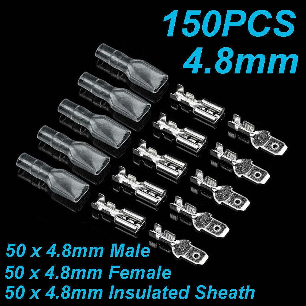US Stock 4.8mm Female / Male Spade Quick Splice Crimp Terminals Connector Kit