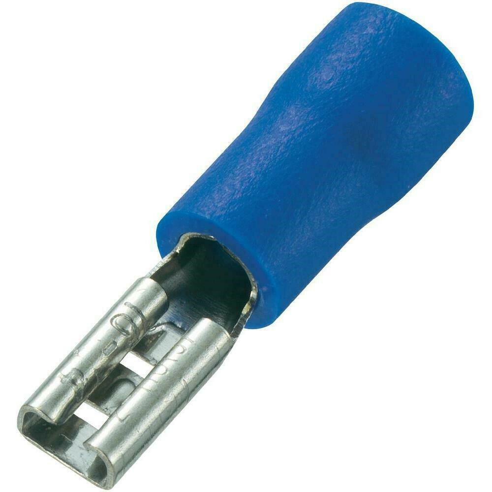 100 Pcs FDD2-110 Blue Boot Female Spade Crimp Pre Insulated Terminals AWG16-14