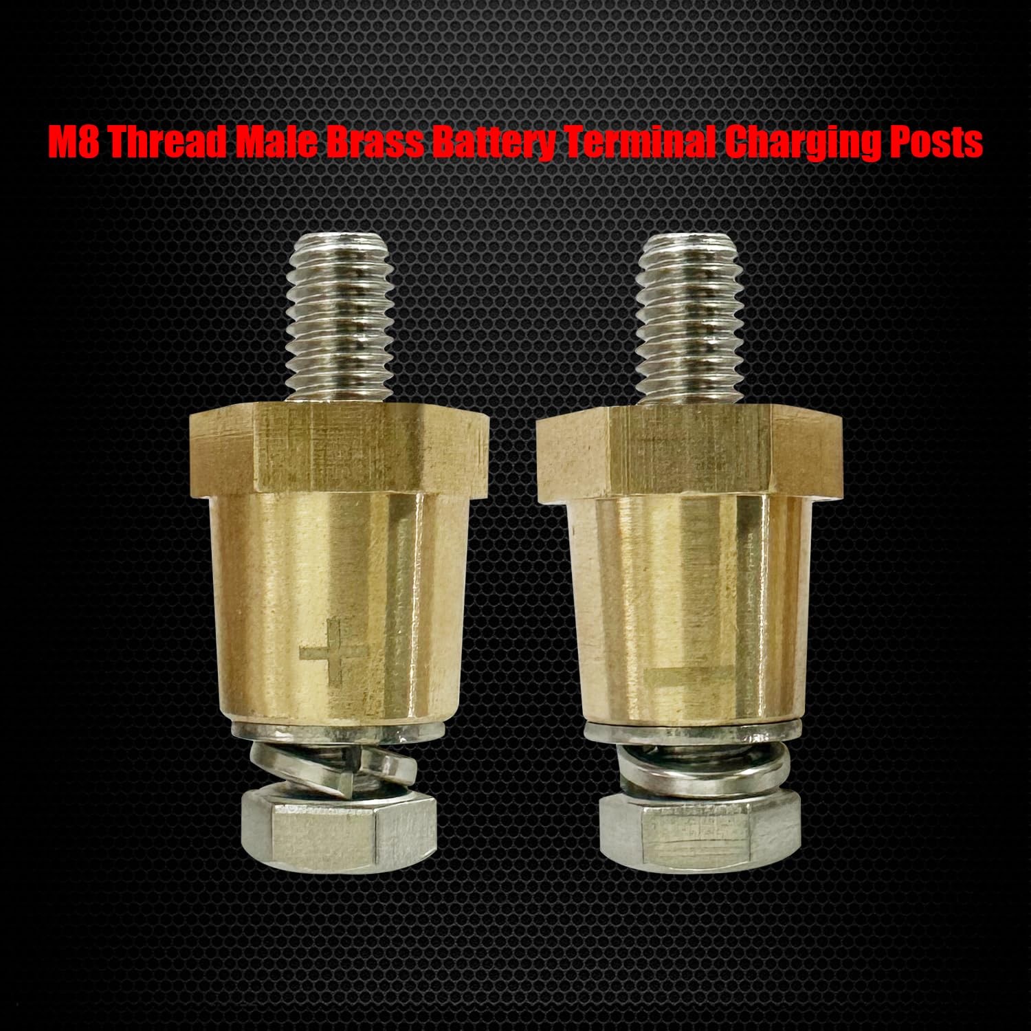 M8 Thread Brass Battery Terminal Charging Posts, Battery Post Adapter (+/-) w…