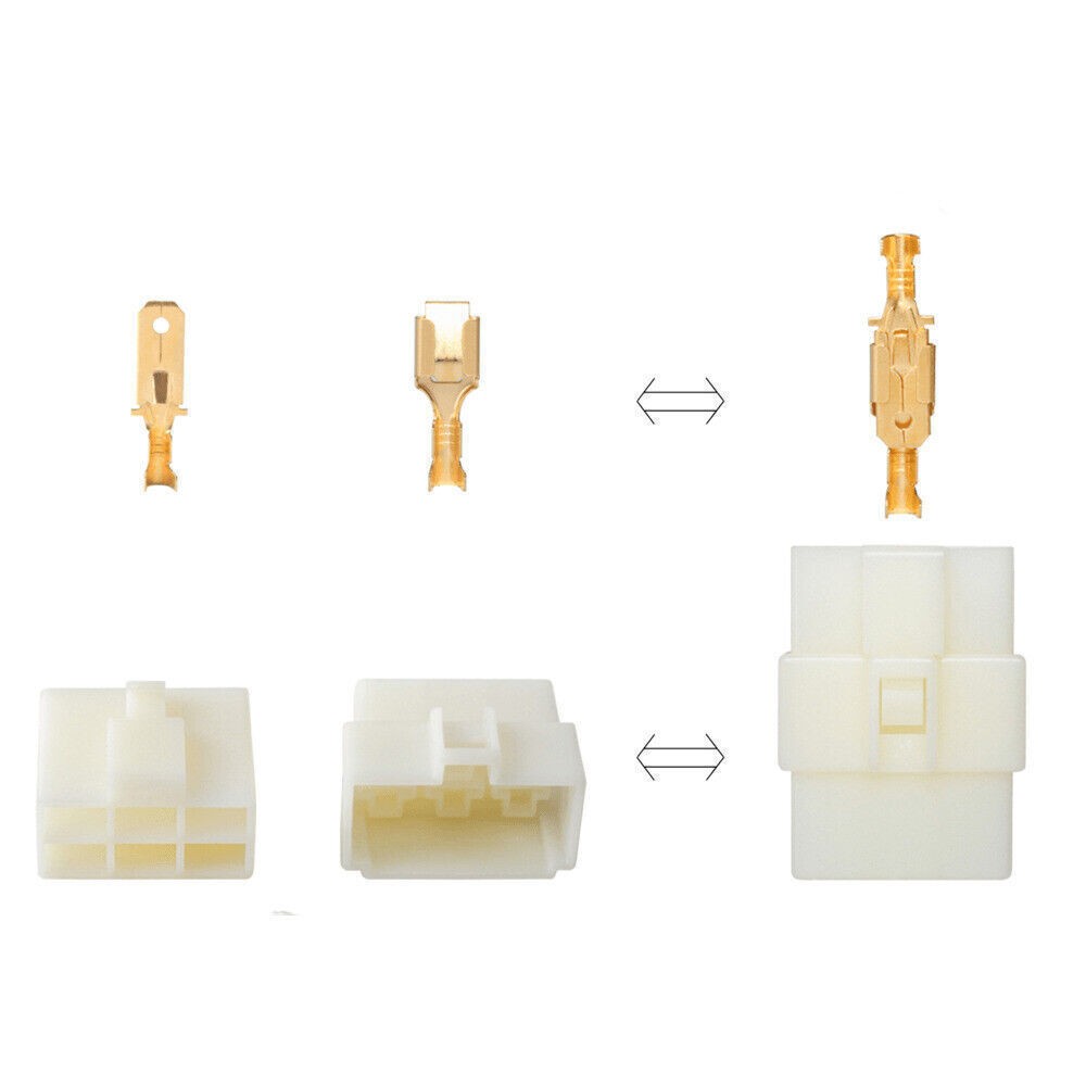 1-20 Set 6 Pin Socket Plug Male Female Brass 6.3mm Spade Terminal Wire Connector