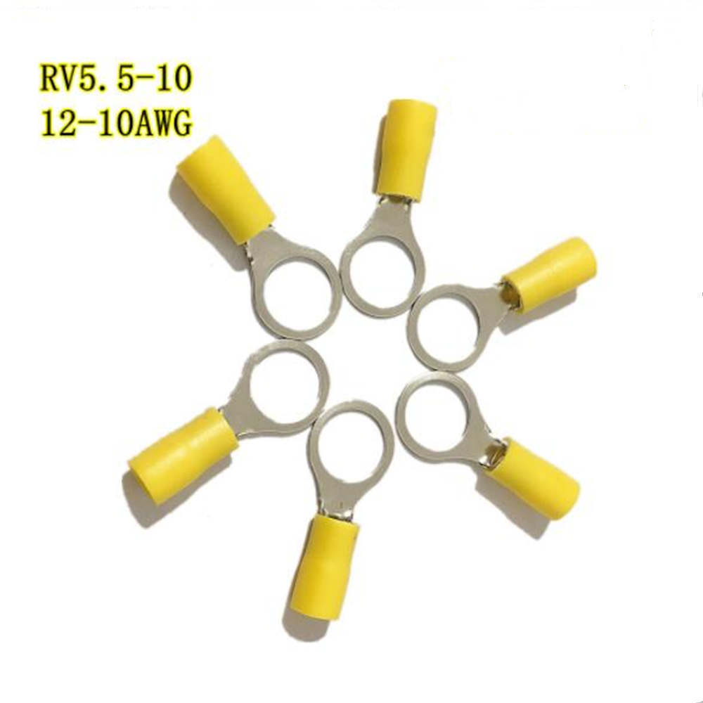 50/100x 12-10AWG Wire Ring Terminals Vinyl Car Audio Crimp Connectors M5-M10