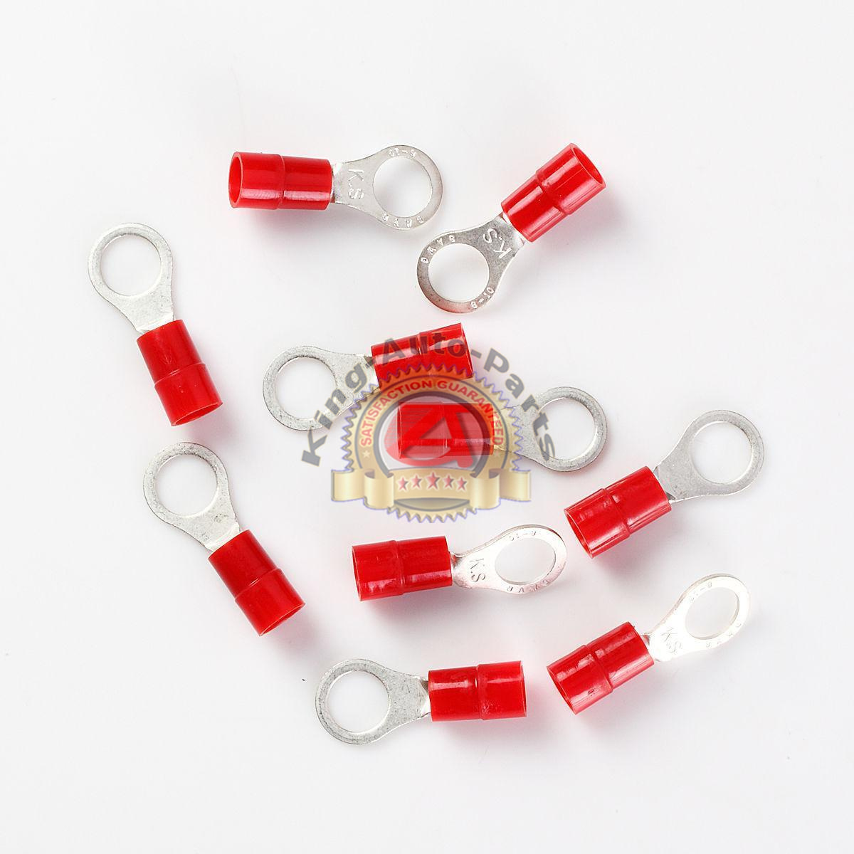 10 Pack Car Ground Wire Ring Terminals Vinyl Red 8 Gauge AWG Ga 3/8”Connectors