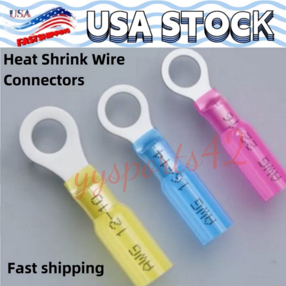 10-22AWG Ring Crimp Terminals Heat Shrink Electrical Wire Connectors Waterproof